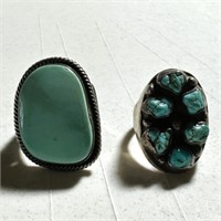2 Turquoise Stone Rings