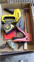 Misc tools, staple gun, tape measure, chalk line,