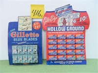 Gillette Blue Blades Store Display & Gilt Edge -
