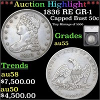 ***Auction Highlight*** 1836 RE Capped Bust Half D