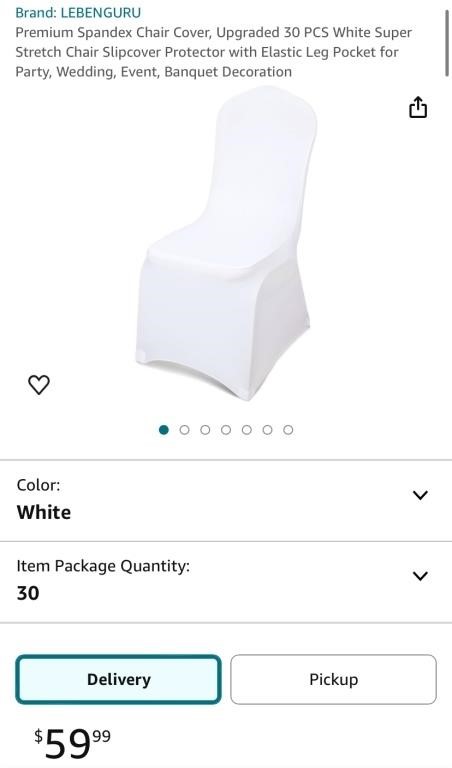 CHAIR COVERS QTY 48 (OPEN BOX, NEW)