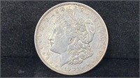 1921-D Silver Morgan Dollar, cleaned, obverse has