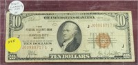 1929 BROWN SEAL $10 NOTE - KANSAS CITY, MO.