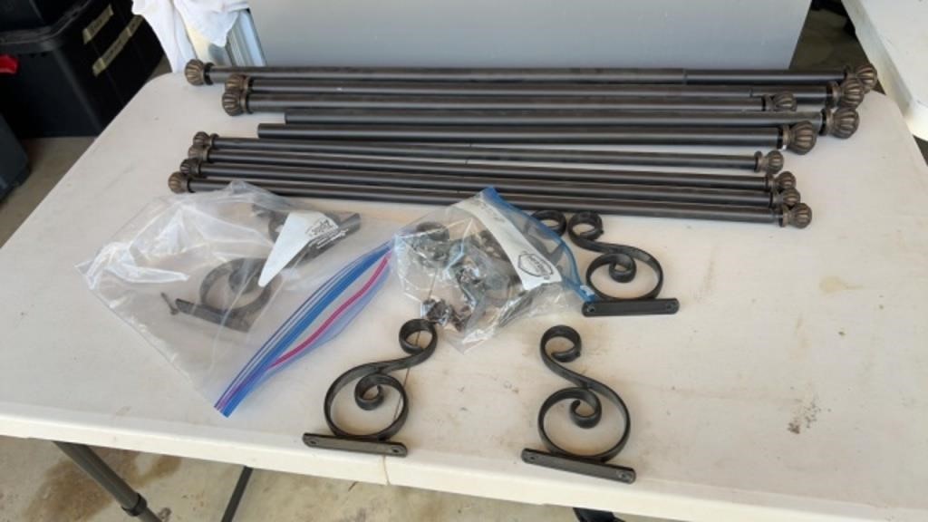 9 Metal Adjustable Curtain Rods and hardware