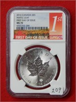 2016 Canada $5 Maple Leaf NGC MS70 1 Oz Silver