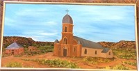 Oil On Canvas Church Painting 10"x20"