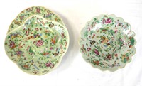 Two Chinese Painted Celadon Dishes