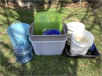 Assorted buckets and containers