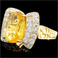 18K Gold Ring w/ 6.47ct Sapphire & 1.27ctw Diam