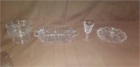 Estate lot of different crystal glass items.