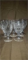 Set of 5 small waterford wine glasses