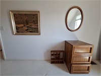 Framed Picture, Oval Mirror, Side Stand, Bedding