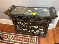 BLACK LACQUER ORIENTAL STYLE BUFFET TABLE 41 IN X