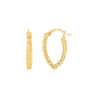 14k Gold Faceted V Hoop Earrings