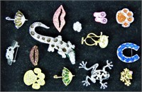 Fashion Costume Jewelry Brooches w/ Rhinestones