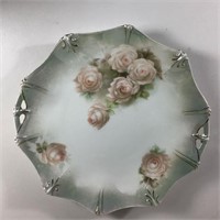 R S PRUSSIA PLATE HAND PAINTED ROSES