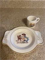 Vintage Childs plate and mug. Both have a small