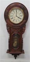 Large Carved Mahogany Modern Regulator Wall Clock