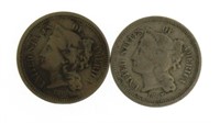 1866 & 1867 Liberty 3 Cent Nickel