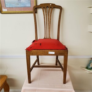 Wood Chair with Red Cushion Seat