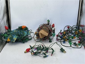 -3  sets of vintage Christmas lights, red and