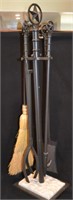 5pc Wrought Iron Texas Star Fireplace Tool Set
