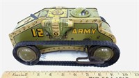 1930'S MARX - ARMY TANK WITH WORKING WIND UP MOTOR