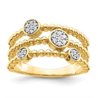 14k- Polished Pave Circles Multi-band Diamond Ring