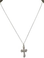 Sterling Silver .10 Ct Diamond Cross Necklace