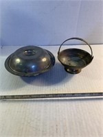 Brass basket with covered dish