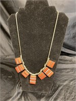 ECLECTIC NECKLACE LOT / GOLD TONE W/ ORANGE