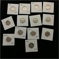 (16) 10s Various Buffalo Nickels 5c (80c)