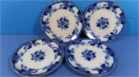 3 Royal Blue China Plates