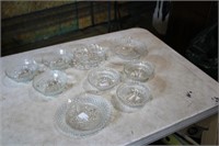 Clear glass bowls, plate