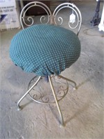 Metal vanity stool, green seat