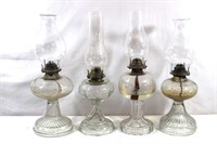 4 Large Antique Oil Lamps