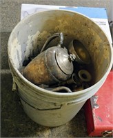 5 GALLON BUCKET OF BRASS & SILVER PLATE