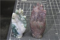 2, High Quality Large Moss Agate Hands, 6oz