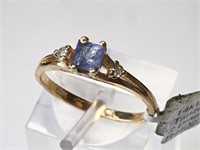 $500. 14kt. Tanzanite & Diamonds Ring (Size 6.5)