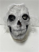 Latex/Rubber Skull Mask With Attached White Hair