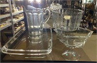 Clear Glass Pitchers, Bowl, and Casserole