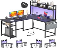 Aheaplus L Shaped Desk with Power Outlet