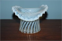 Fenton opalescent spiral glass vase with ruffled