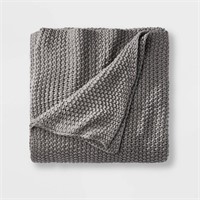 King Chunky Knit Bed Blanket Dark Gray $60