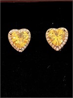 1ct Citrine Heart Shaped Earrings in filigree