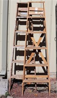 (2) Wooden Folding Step Ladders