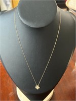 14kt Gold Modern Art Deco Clover Necklace 18" NIB