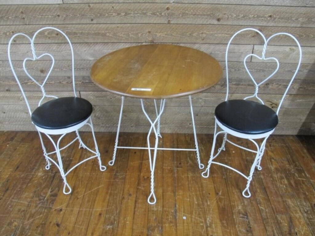 3PC METAL ICE CREAM SET, 2 CHAIRS / TABLE TWISTED