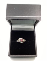 Silver ring w/stones- Not diamond-1 stone missing