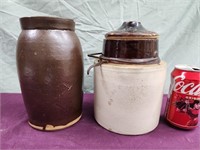 Weir stoneware canning crock w/ lid and bail and